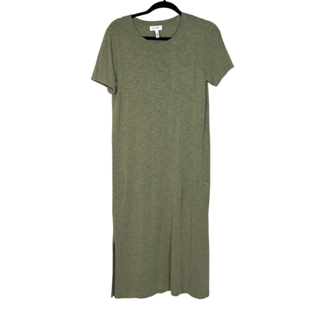 Jessica Simpson Olive Green Short Sleeve Crewneck Midi T-Shirt Dress Size Medium